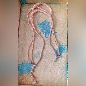 Vintage Deltah Simulated Pearl Necklace Three  Strand